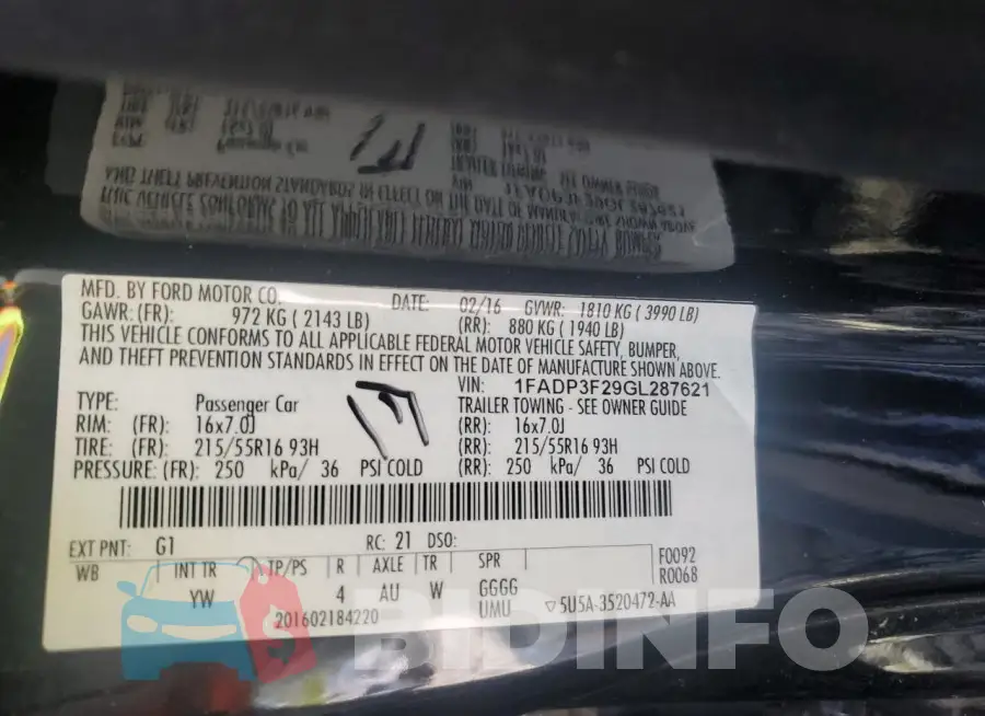 1FADP3F29GL287621 Photo# 13