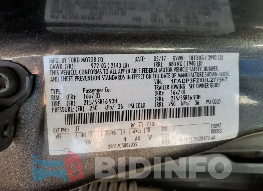 1FADP3F2XHL277567 Photo# 12