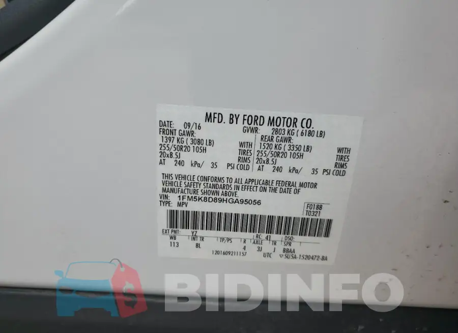 1FM5K8D89HGA95056 Photo# 12