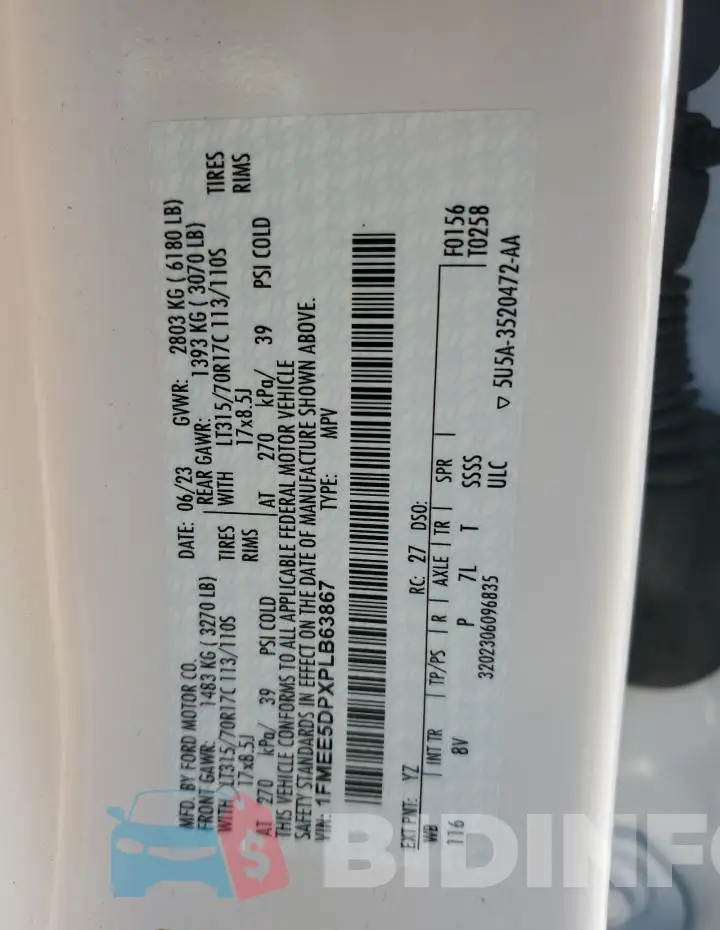 1FMEE5DPXPLB63867 Photo# 12
