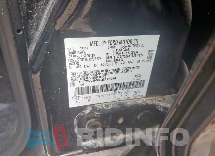 1FT7W2B60GEA27044 Photo# 12