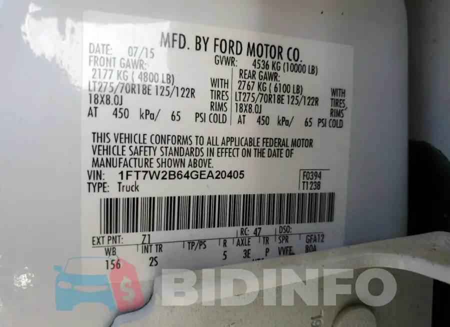 1FT7W2B64GEA20405 Photo# 12