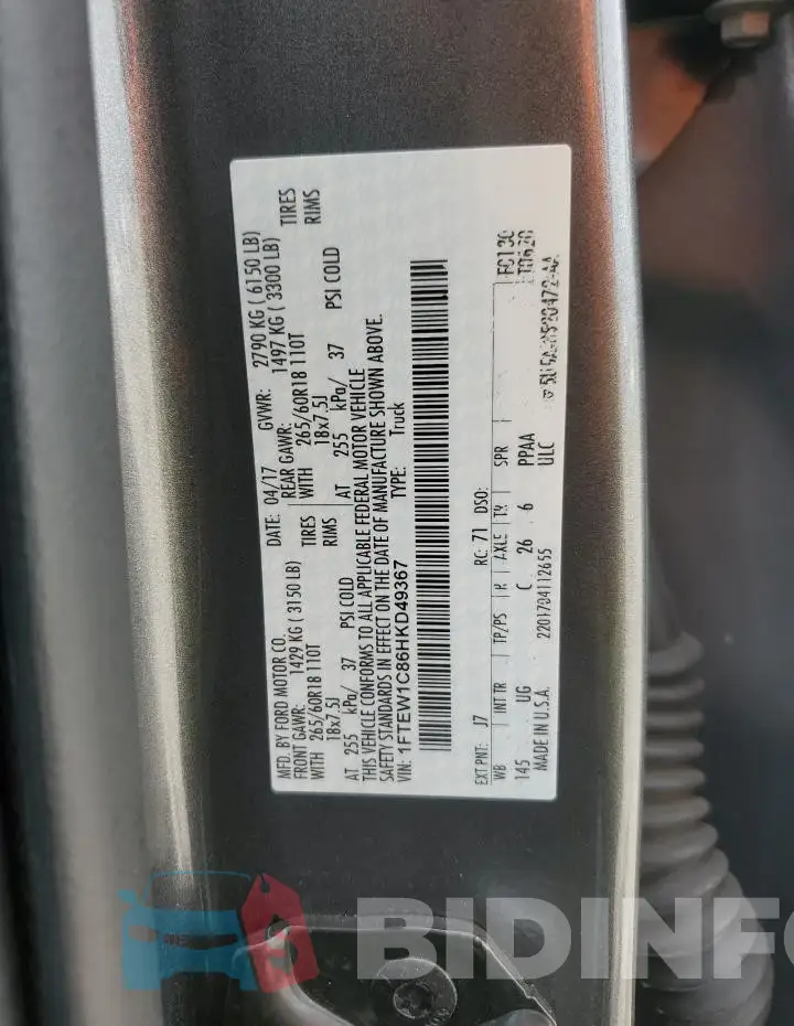 1FTEW1C86HKD49367 Photo# 13