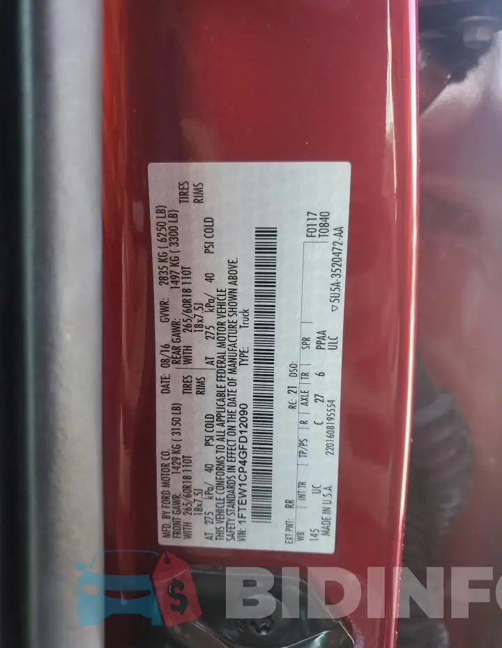 1FTEW1CP4GFD12090 Photo# 13