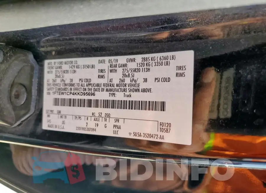 1FTEW1CP4KKD95696 Photo# 12