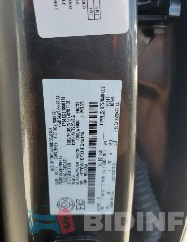 1FTEW1EFXHFB46146 Photo# 12