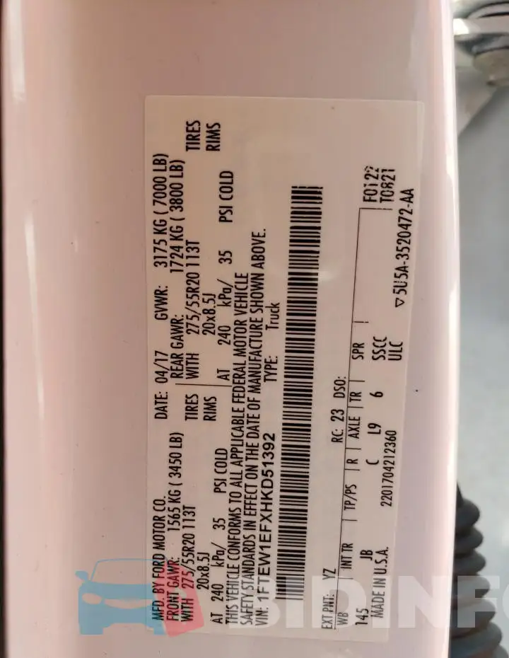 1FTEW1EFXHKD51392 Photo# 13