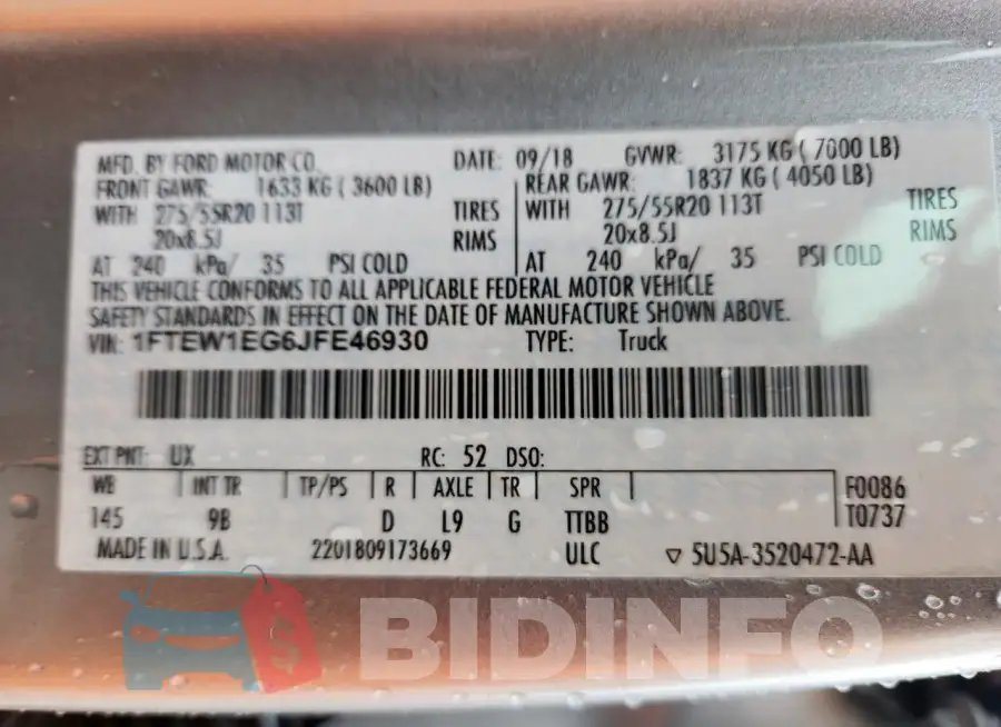 1FTEW1EG6JFE46930 Photo# 13