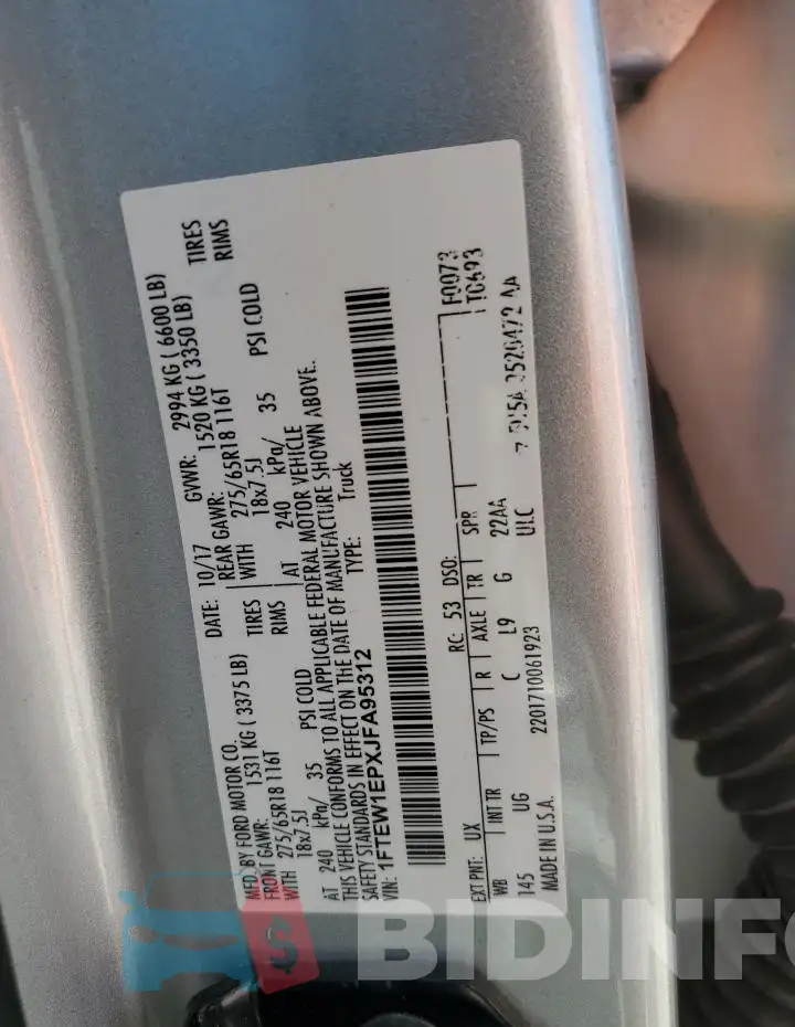1FTEW1EPXJFA95312 Photo# 13