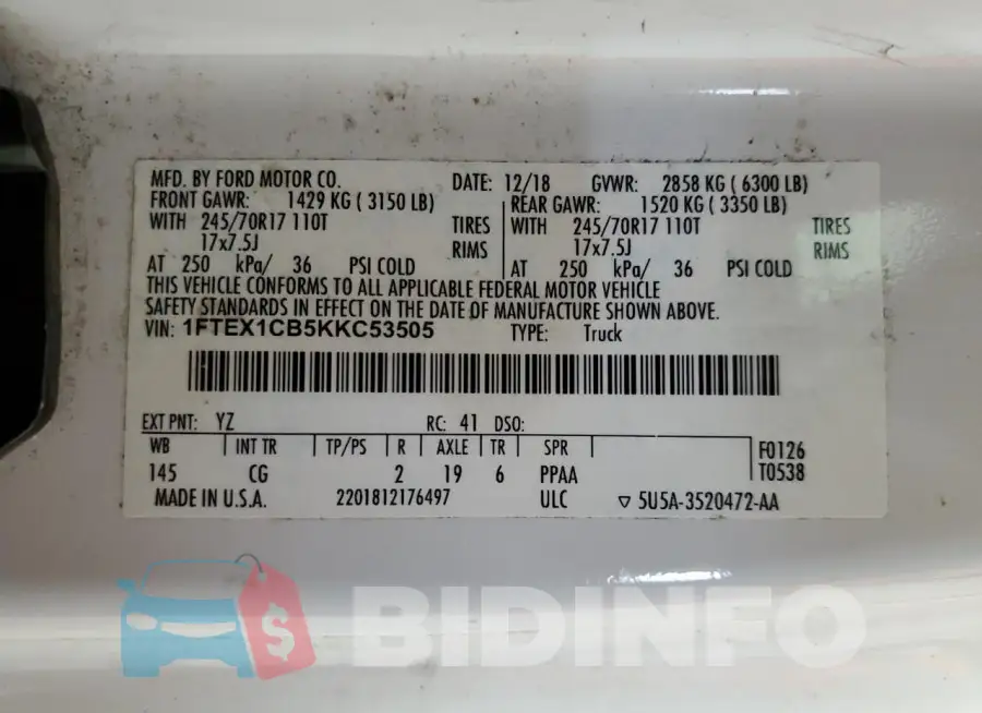 1FTEX1CB5KKC53505 Photo# 12