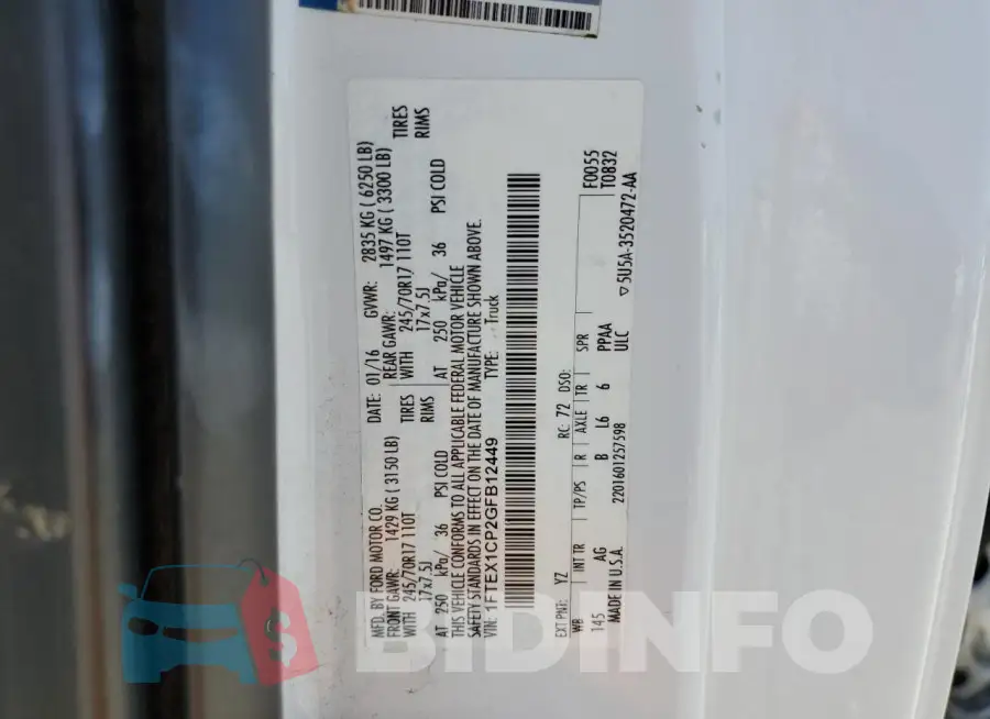 1FTEX1CP2GFB12449 Photo# 12