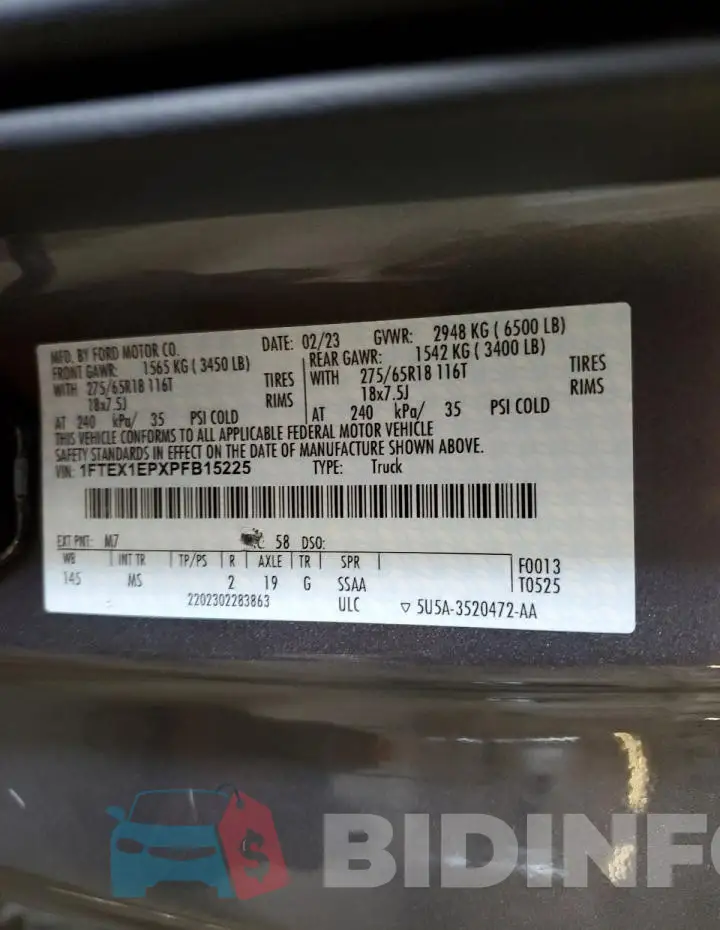 1FTEX1EPXPFB15225 Photo# 12