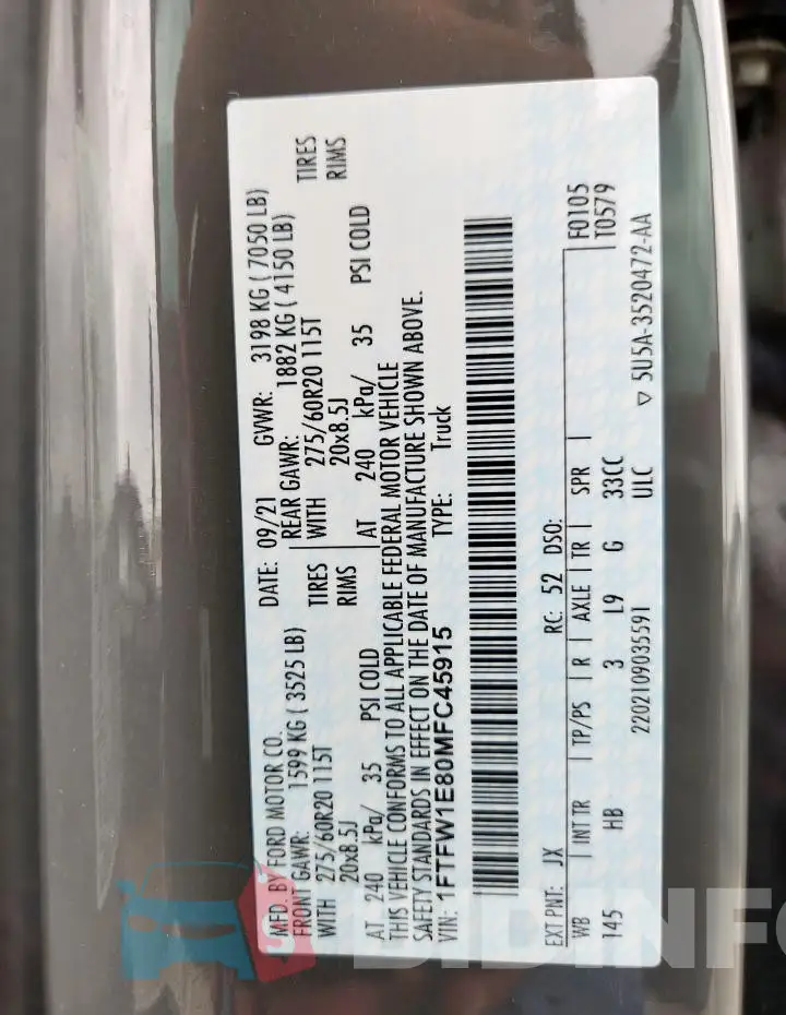 1FTFW1E80MFC45915 Photo# 12