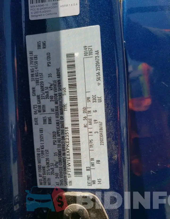 1FTFW1E8XPKE23518 Photo# 12