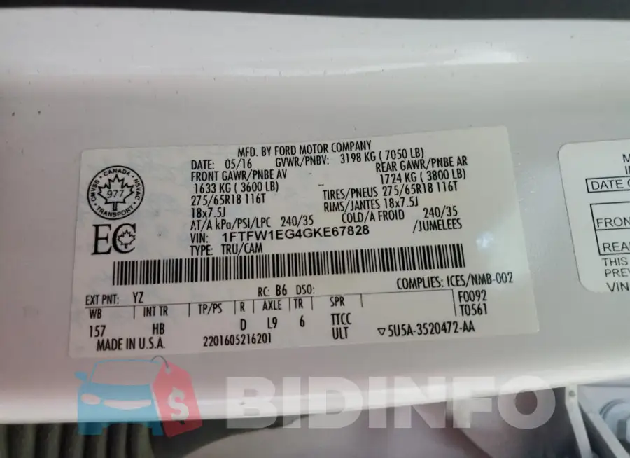 1FTFW1EG4GKE67828 Photo# 12