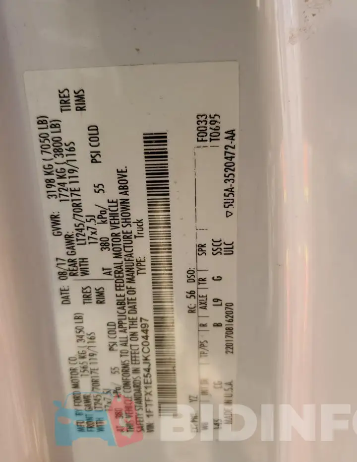 1FTFX1E54JKC04497 Photo# 13