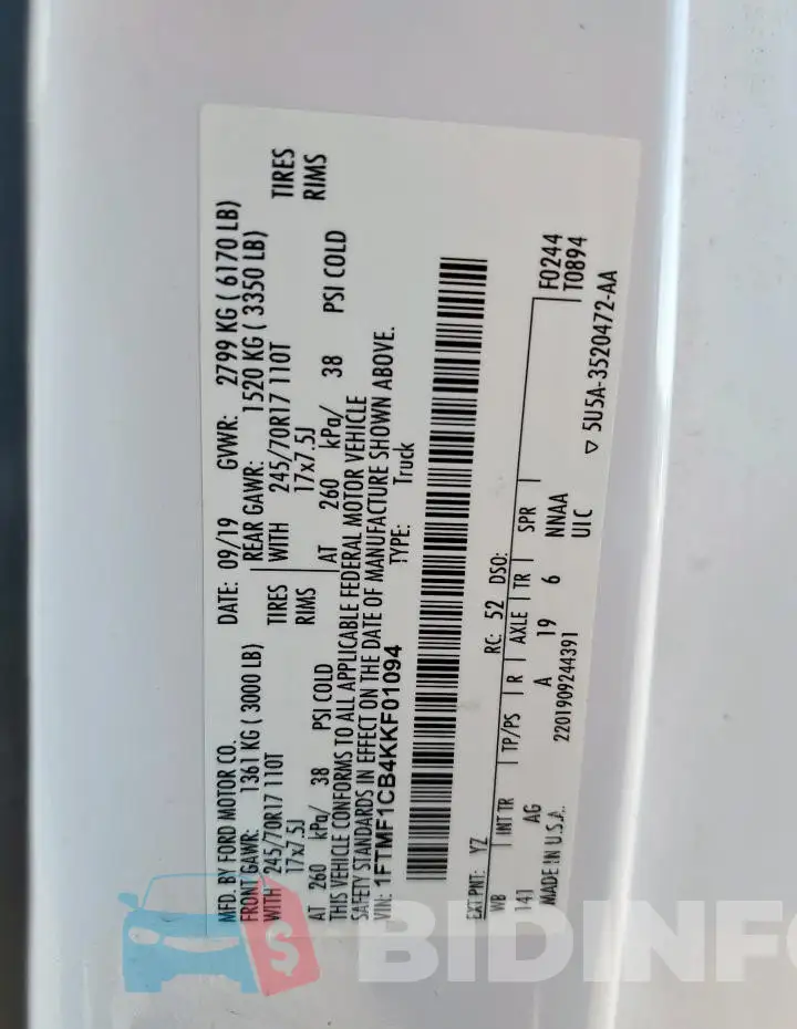 1FTMF1CB4KKF01094 Photo# 13