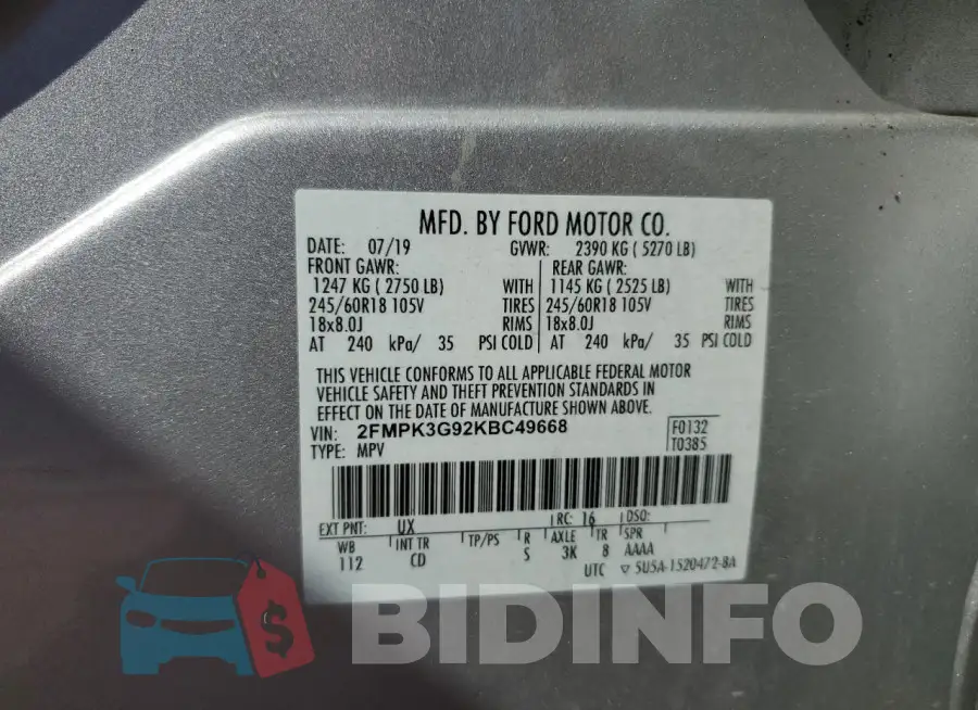 2FMPK3G92KBC49668 Photo# 13