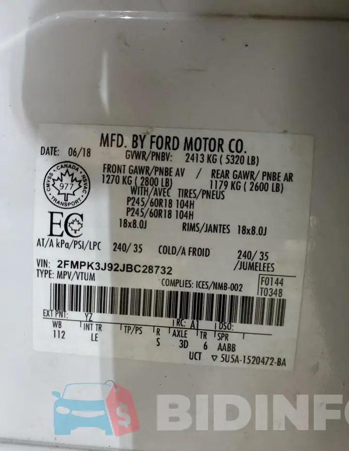2FMPK3J92JBC28732 Photo# 13