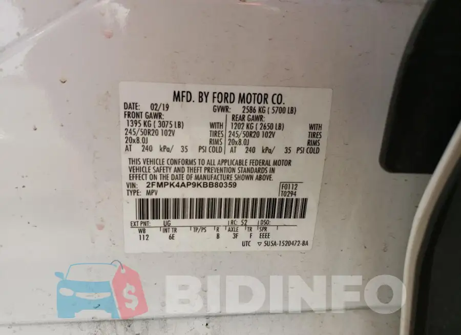 2FMPK4AP9KBB80359 Photo# 13
