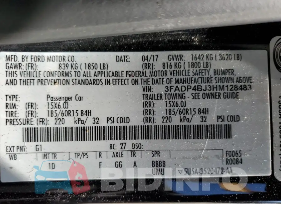 3FADP4BJ3HM128483 Photo# 12