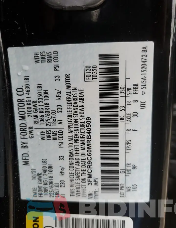 3FMCR9C60MRB40509 Photo# 13