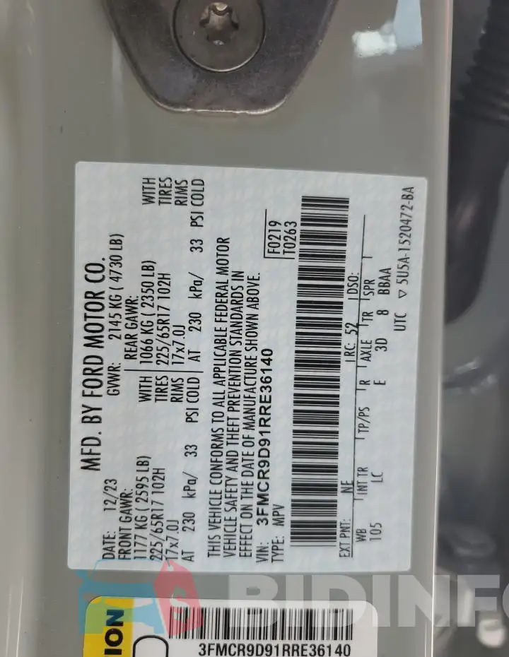 3FMCR9D91RRE36140 Photo# 12