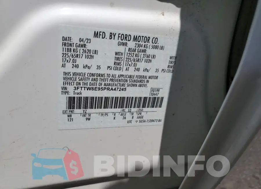 3FTTW8E95PRA47245 Photo# 12