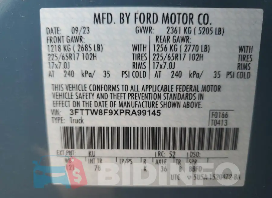 3FTTW8F9XPRA99145 Photo# 13