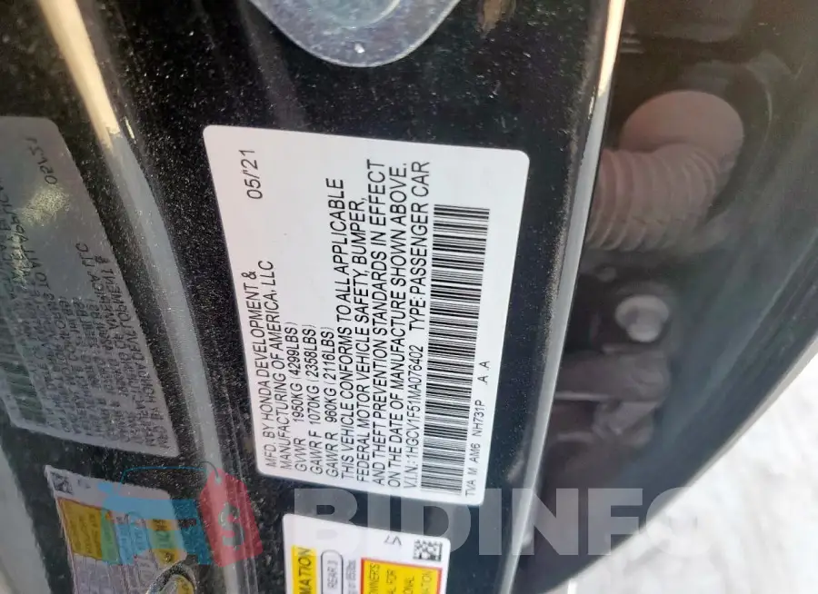 1HGCV1F51MA076402 Photo# 12