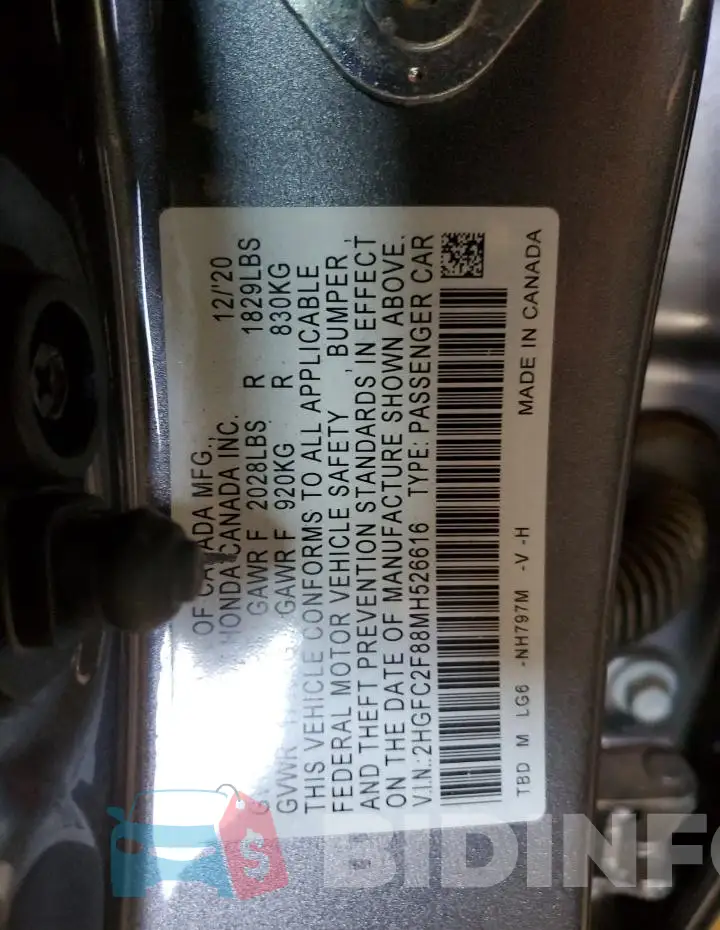 2HGFC2F88MH526616 Photo# 13