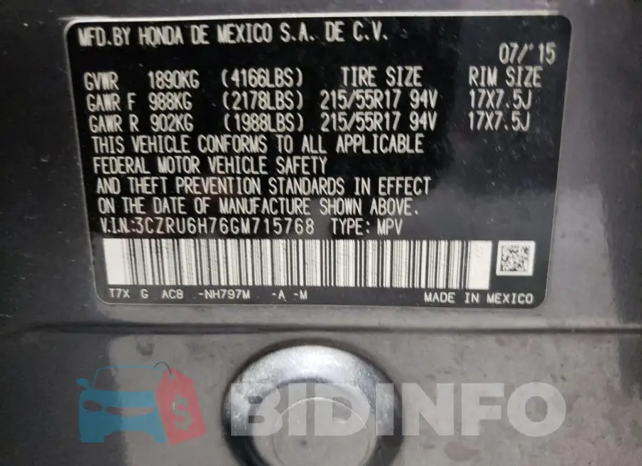 3CZRU6H76GM715768 Photo# 13