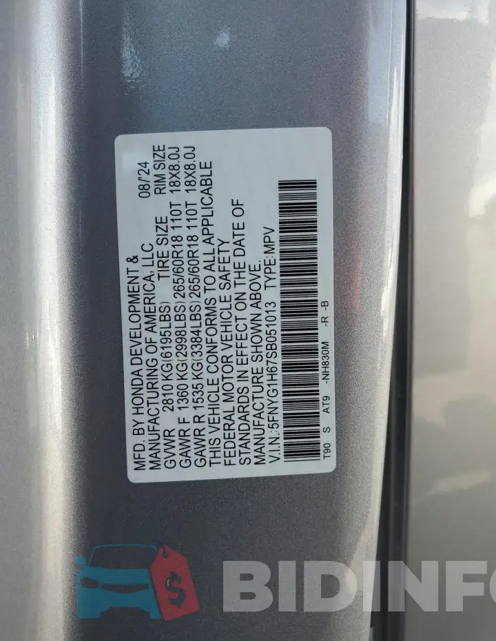 5FNYG1H67SB051013 Photo# 13