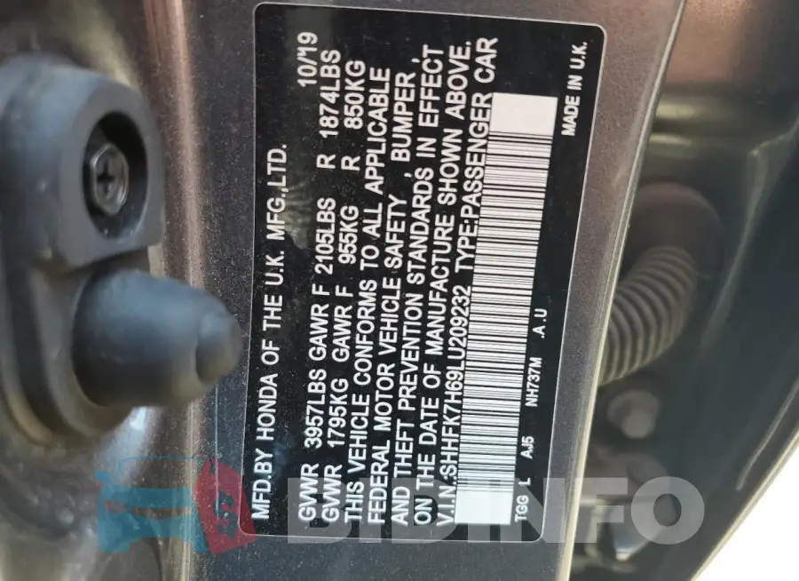 SHHFK7H69LU209232 Photo# 12