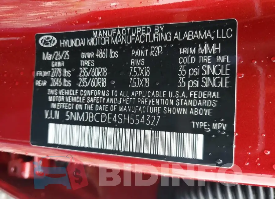 5NMJBCDE4SH554327 Photo# 14