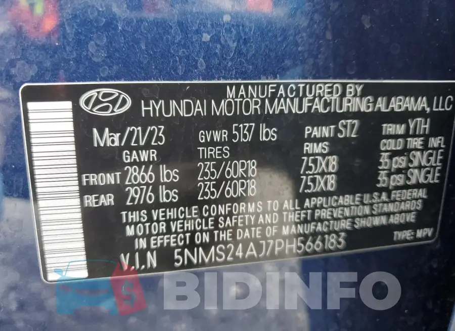 5NMS24AJ7PH566183 Photo# 13