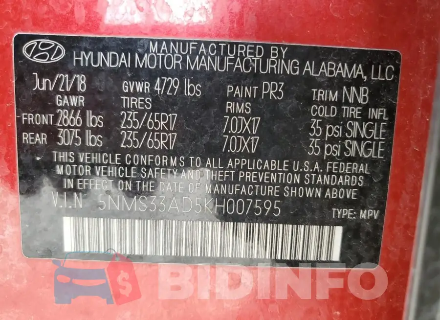 5NMS33AD5KH007595 Photo# 14