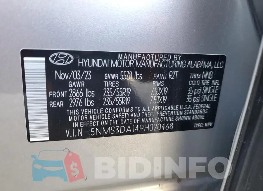 5NMS3DA14PH020468 Photo# 13