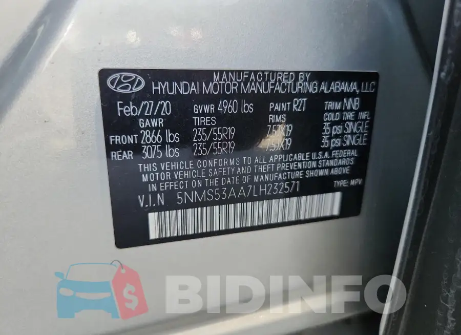 5NMS53AA7LH232571 Photo# 13