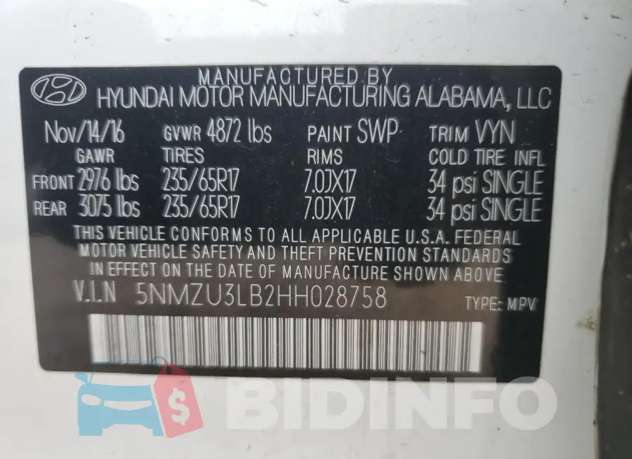 5NMZU3LB2HH028758 Photo# 13