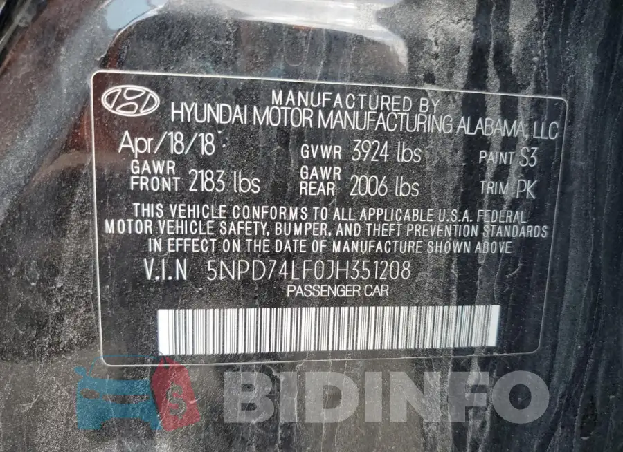 5NPD74LF0JH351208 Photo# 12