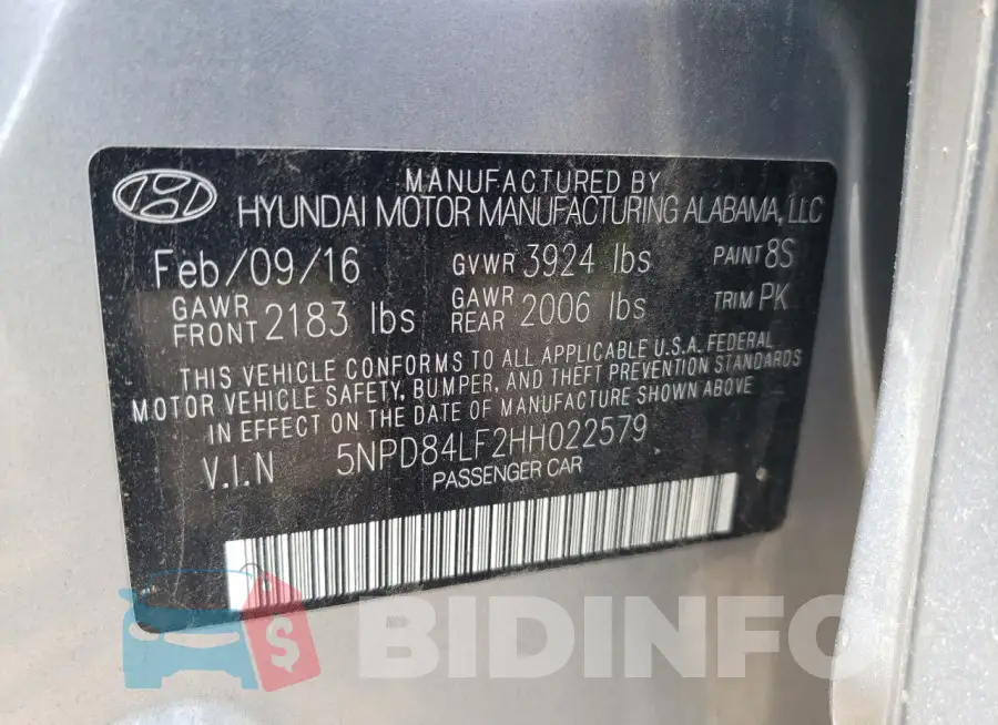 5NPD84LF2HH022579 Photo# 12