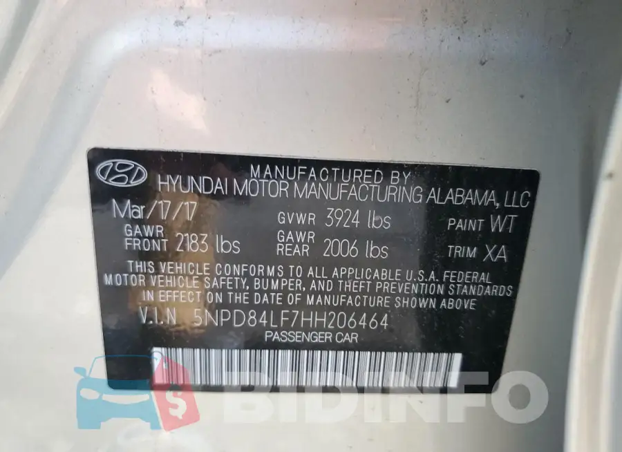 5NPD84LF7HH206464 Photo# 13