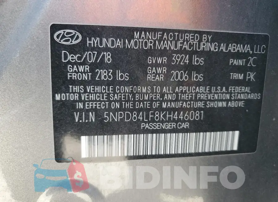 5NPD84LF8KH446081 Photo# 13