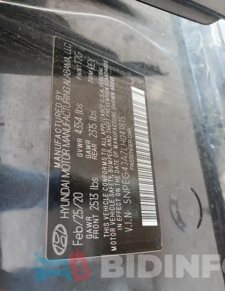5NPEG4JA7LH041815 Photo# 12