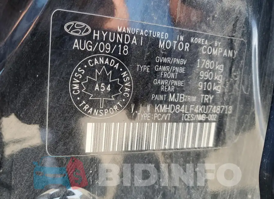 KMHD84LF4KU748713 Photo# 12