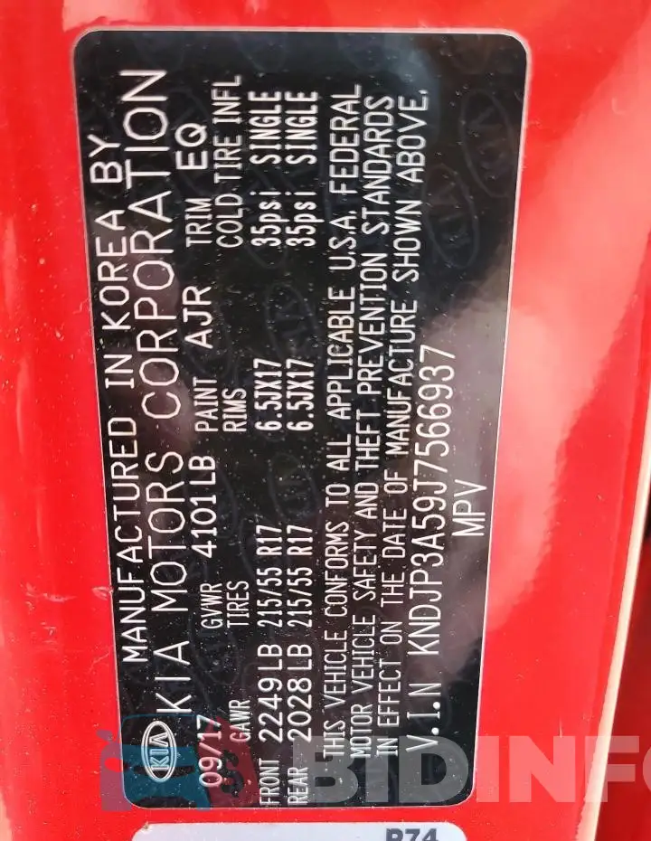 KNDJP3A59J7566937 Photo# 13