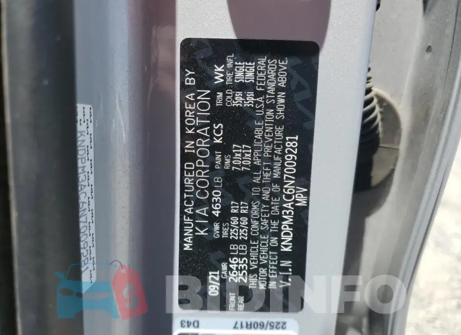 KNDPM3AC6N7009281 Photo# 14