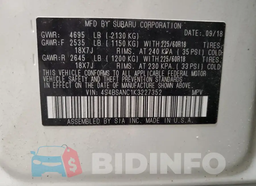 4S4BSANC1K3227352 Photo# 13