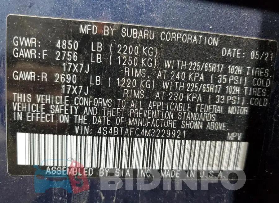 4S4BTAFC4M3229921 Photo# 14
